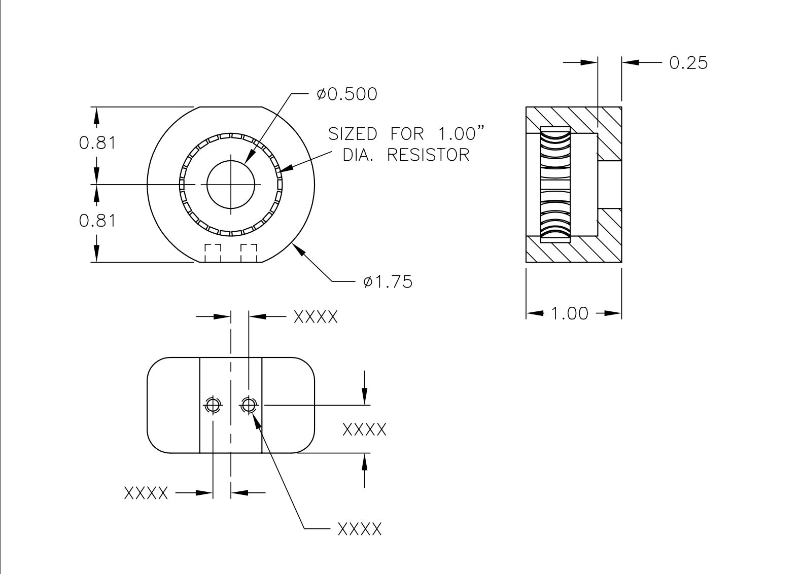 Resistor Cap Drawing 1 Inch