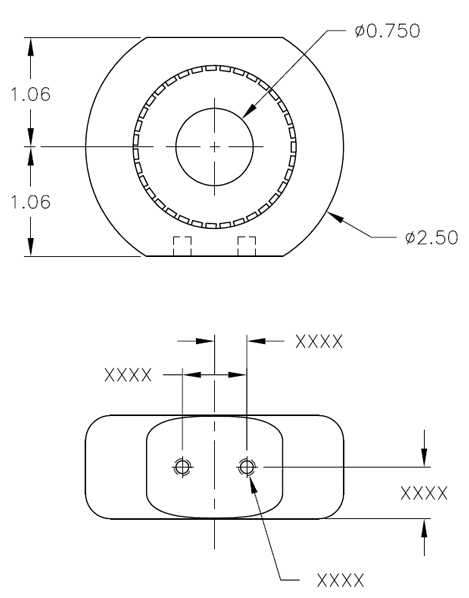 A diagram of the dimensions of the resistor cap.
